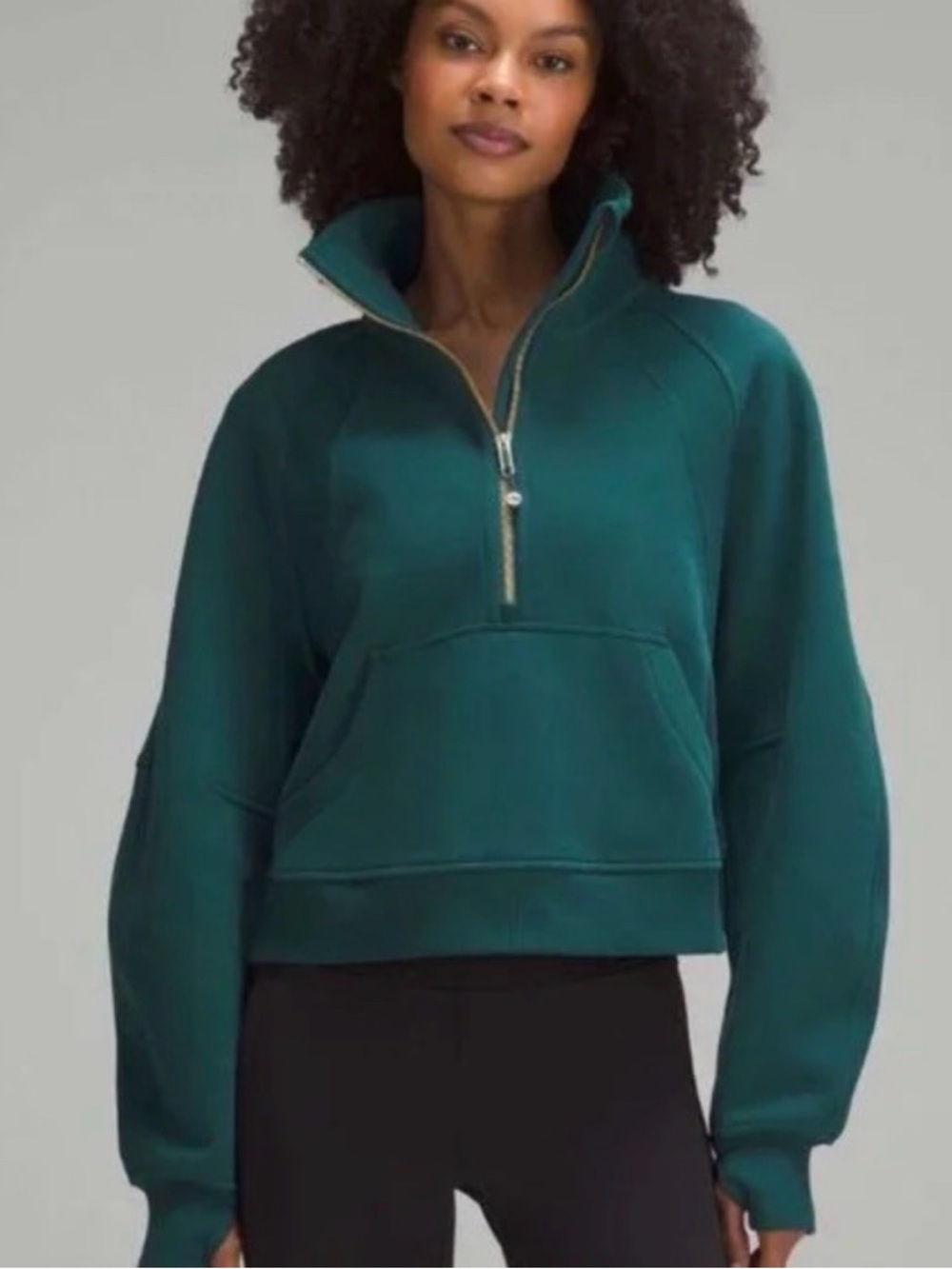 Lululemon Scuba Oversized Funnel-Neck Half Zip Dark Green